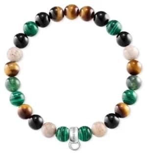 Thomas Sabo X0217-947-7-L17,5 Brown Green Black Stone Charm Jewellery