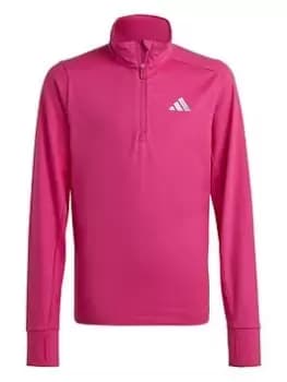 Boys, adidas Unisex Junior Run Icons Reflective 1/2 Zip Top - Pink, Size 11-12 Years