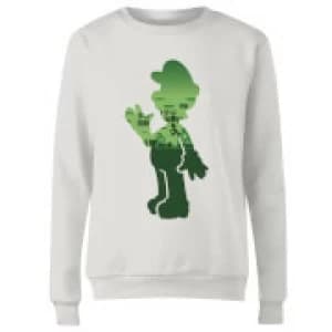 Nintendo Super Mario Luigi Silhouette Womens Sweatshirt - White - L