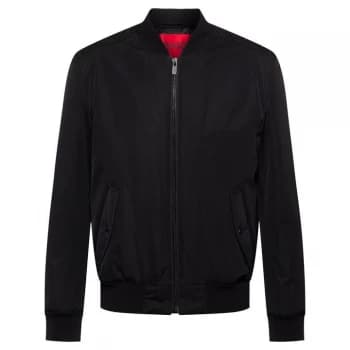 Hugo Boss Boris 212 Red Patch Logo Bomber Jacket Black Size S Men