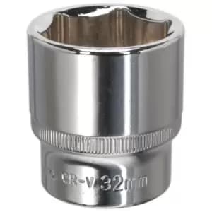 Sealey SP1232 WallDrive Socket 32mm 1/2"Sq Drive Fully Polished
