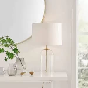 Furniture Box Nora Furniture Box Clear Glass Gold and White Shade Table Lamp Light