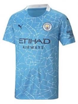 Puma Puma Youth Manchester City Home Short Sleeved Shirt, Blue, Size 13-14 Years