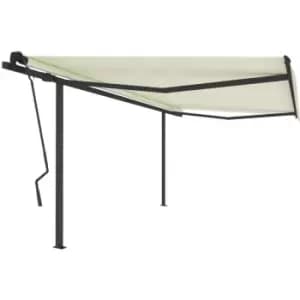 Vidaxl - Manual Retractable Awning with Posts 4.5x3.5 m Cream Cream
