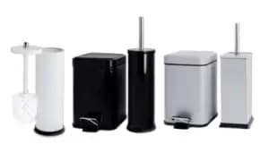 Harbour Housewares: Square Steel Toilet Brush and Holder Set/Brushed Metal