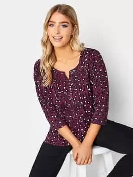 M&Co Animal Graphic Cotton Henley Top - Purple, Purple, Size 10, Women