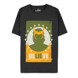 Marvel Loki Believe Poster T-Shirt, Male, Extra Large, Black...