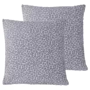 Paoletti Leo Twin Pack Polyester Filled Cushions Silver