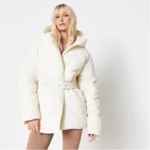 Missguided Tall Oversized Belted Puffer Coat - Cream