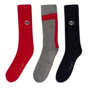Ted Baker Gift Box Crew Socks 3 Pack - Red