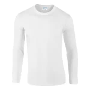 Gildan Mens Soft Style Long Sleeve T-Shirt (S) (White)