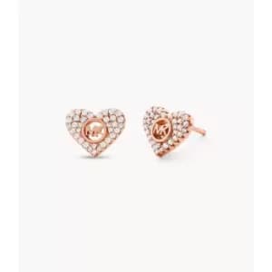 Michael Kors Womens 14K -Plated Sterling Silver Pav Heart Stud Earring - Rose Gold