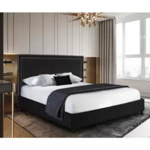 Envisage Trade - Sensio Upholstered Beds - Plush Velvet, King Size Frame, Black - Black