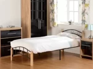 Seconique Luton 3ft Single Black and Beech Metal Bed Frame