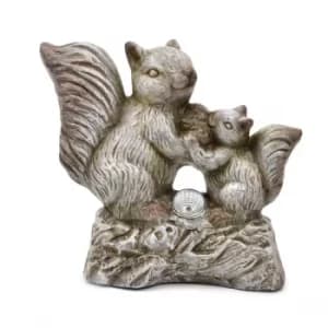 Terracotta Squirrels Ornament with Solar Light Eyes
