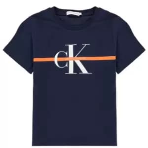 Calvin Klein Jeans Junior Boys Monogram Stripe Short Sleeve T Shirt - Blue