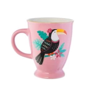 Sass & Belle Pink Tiki Toucan Tropical Mug