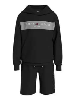 Tommy Hilfiger Boys Essential Colorblock Hoodie And Short Set - Black, Size Age: 6 Years