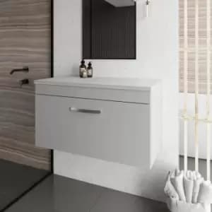 Nuie - Athena Wall Hung 1-Drawer Vanity Unit and Worktop 800mm Wide - Gloss Grey Mist