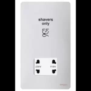 Schneider Electric Ultimate Screwless Flat Plate - Shaver Socket, Dual Voltage, 115/230V, GU7490WPC, Polished Chrome with White Insert