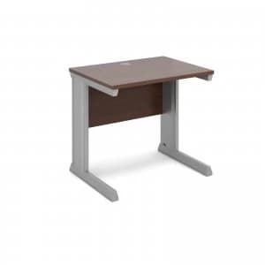 Vivo Straight Desk 800mm x 600mm - Silver Frame Walnut Top