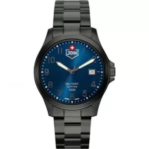 Mens JDM Military Alpha I Black IP Blue Dial Watch