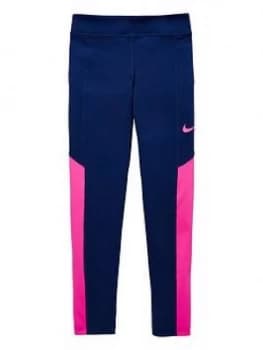 Nike Older Girls Trophy Training Leggings - Blue/Pink
