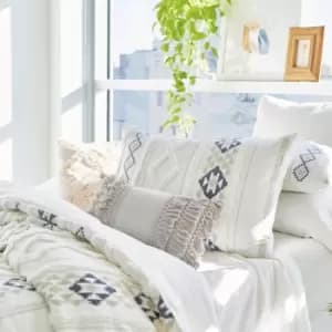 Peri Home Chenille Geo Double Duvet Cover, Indigo & Grey