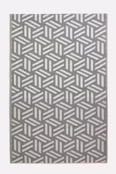 Luna Geometric White & Grey Outdoor Rug