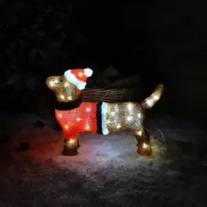 36cm Ice White LED Dachshund Christmas Decoration