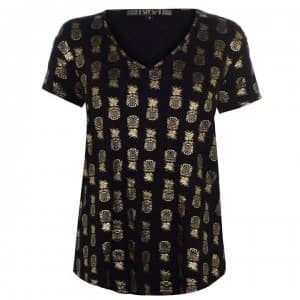 Biba Pineapple Foil T Shirt - Black