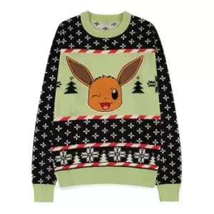 Pokemon Eevee Knitted Christmas Jumper, Male, Large, Multi-colour...