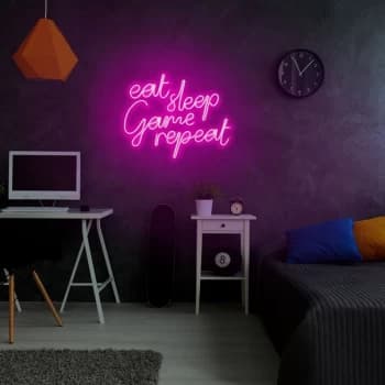 eat sleep game repeat - pink pink Wall Lamp