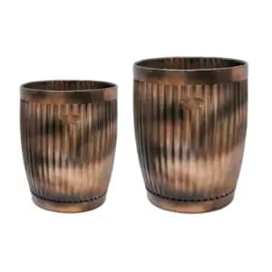 Outdoor Hampton Copper Planters, Set of 2