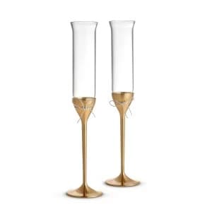 Wedgwood Vera Wang Love Knots Gold Toasting Flute Pair Gold