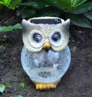 Solalite LED Solar Crackle Glass Ball Owl