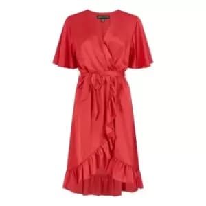 Mela London Red Satin Wrap Dress - Red