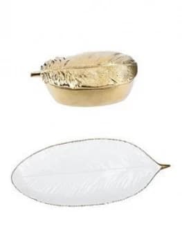 Gisela Graham Feather Trinket Dish & Pot