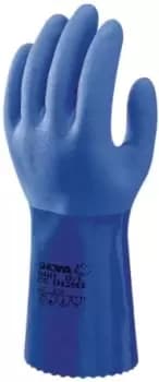 Showa Blue PVC Coated Nylon Work Gloves, Size 10, Large, 2 Gloves