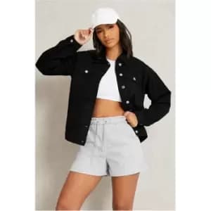 I Saw It First Black Oversized Boyfriend Denim Jacket - Black