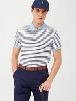 Polo Ralph Lauren Golf Lightweight Performance Pique Polo Shirt - White/Navy, Size 2XL, Men