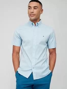Tommy Hilfiger Flex Poplin Short Sleeve Shirt - Blue, Light Blue, Size 2XL, Men