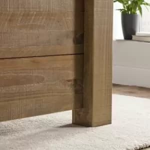 Plank Wooden Bed Frame lfe - Double Bed Frame Only - Dark Wood