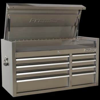 Sealey 8 Drawer Wide Stainless Steel Tool Chest Stainless Steel