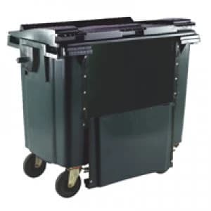 Slingsby Grey 1100 Litre Wheeled Bin With Drop Down Front and Flat Lid 377976