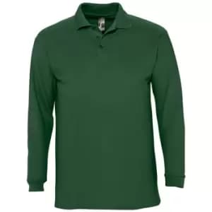 SOLS Mens Winter II Long Sleeve Pique Cotton Polo Shirt (L) (Golf Green)
