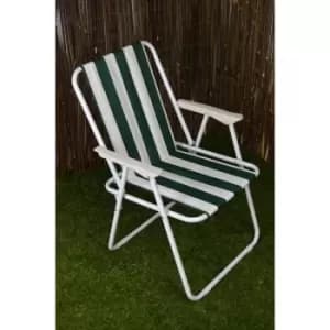 Folding Camping / Picnic Chair in Green and White Garden Patio