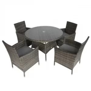Charles Bentley 4 Seater Dining Set Rattan, Grey