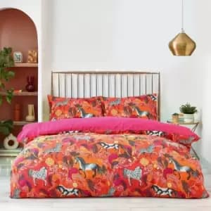 Furn Vivid Andalucian Duvet Cover Set (Double) (Orange)