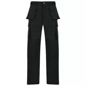 Absolute Apparel Mens Workwear Utility Cargo Trouser (28R) (Black)